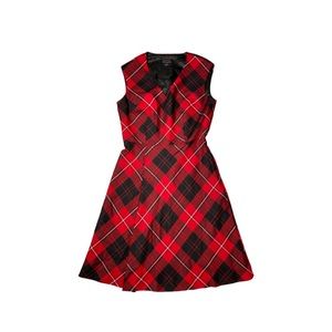 Vintage Pendleton Red Christmas Plaid A Line Wool Dress Size 4 Made in USA